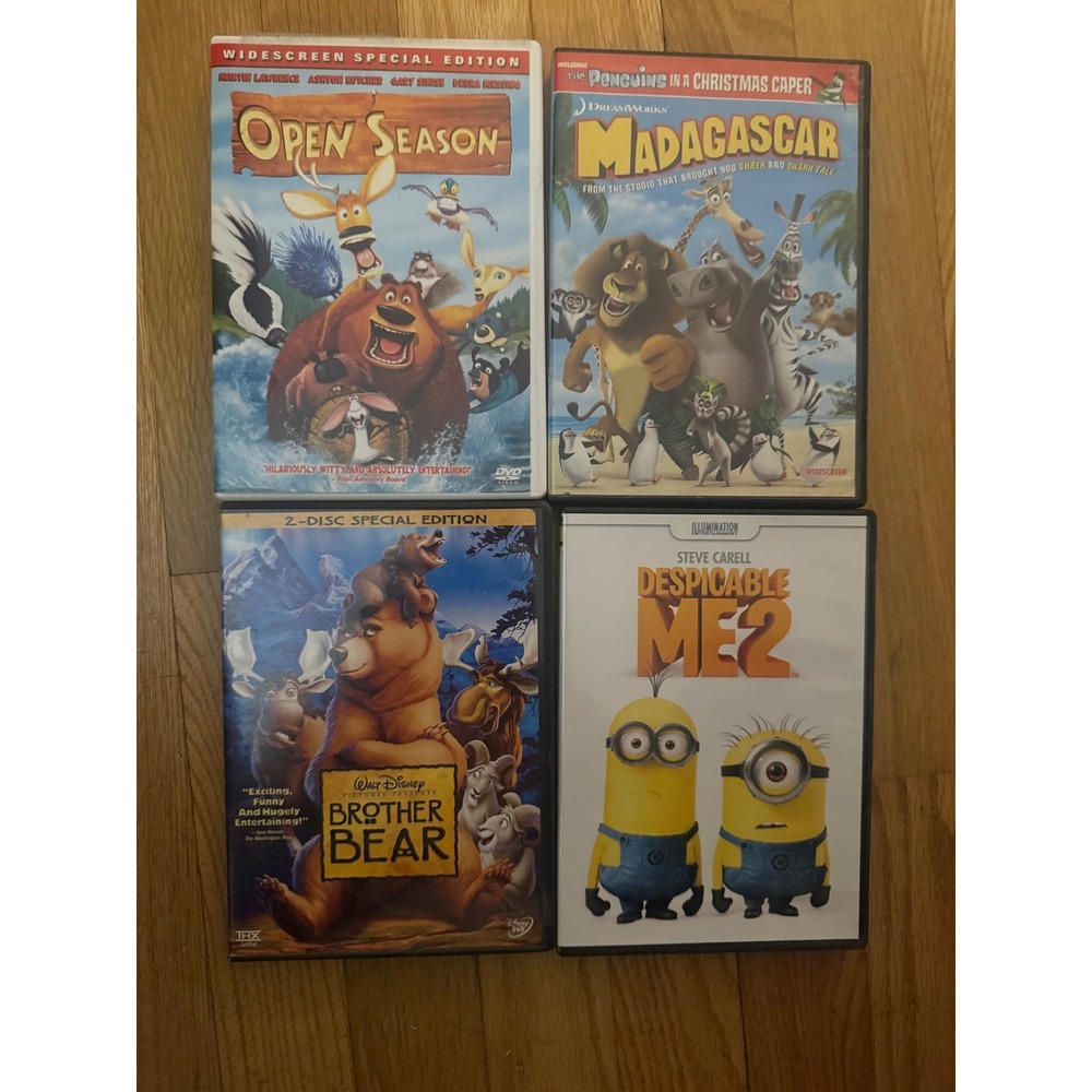Kids DVD Bundle Madagascar Open Season Brother Bear Despicable Me 2 Animated Lot
